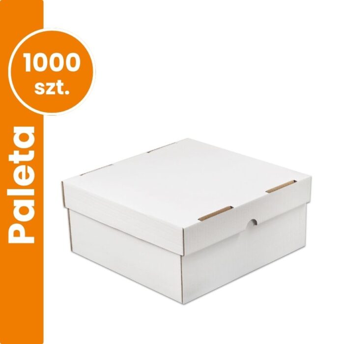 Białe pudełko na wypieki 300x300x100 mm 1000 sztuk paleta