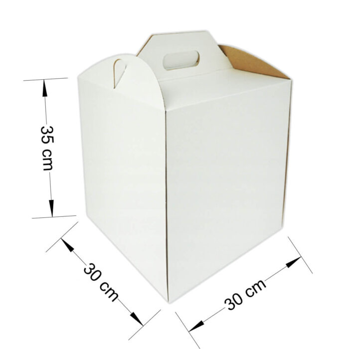 Białe pudełko kartonowe na wyroby cukiernicze tort 300x300x350mm