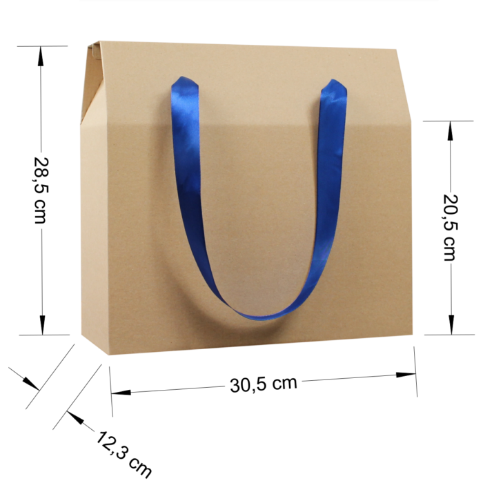EKO torebka z tektury z niebieską wstążką