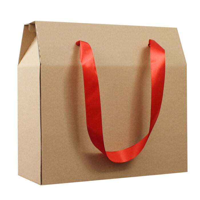 EKO torebka z tektury z czerwoną wstążką