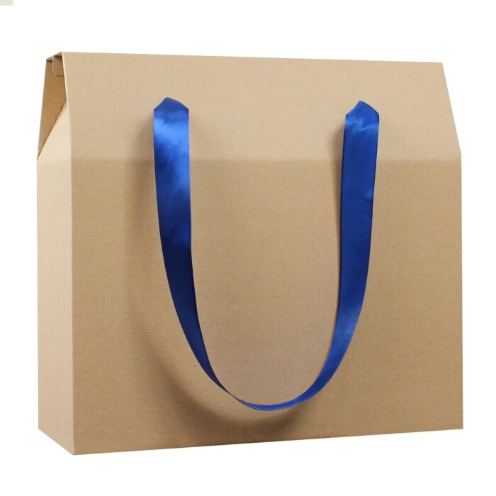 EKO torebka z tektury z niebieską wstążka