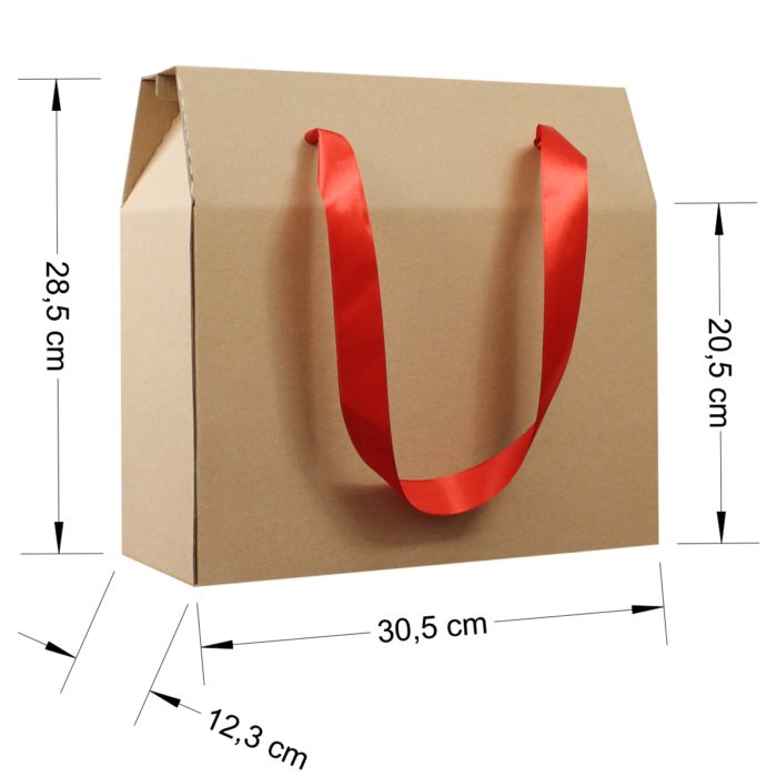 EKO torebka z tektury z czerwoną wstążka